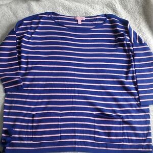 Lilly Pulitzer Blue and Pink Striped Sweater Top